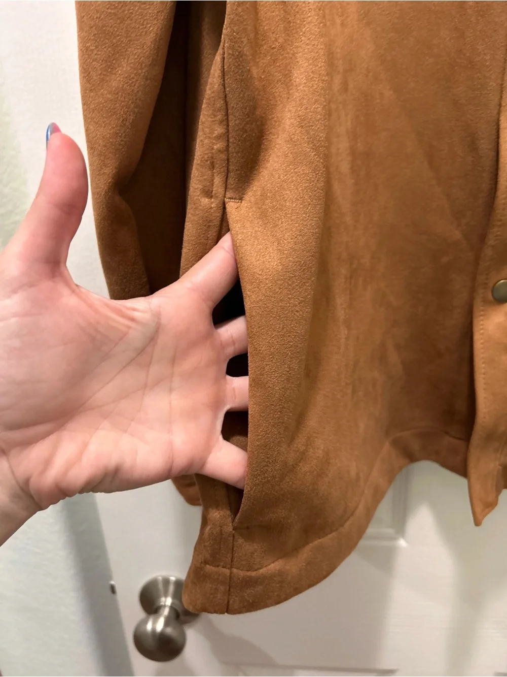 🤎FRYE Men's Button-Front Suede Jacket in Caramel Brown🤎
